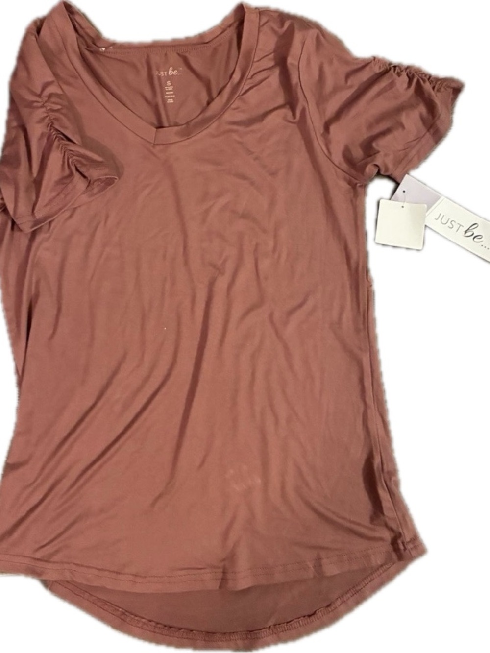 just be dusty rose short sleeve V-neck tee